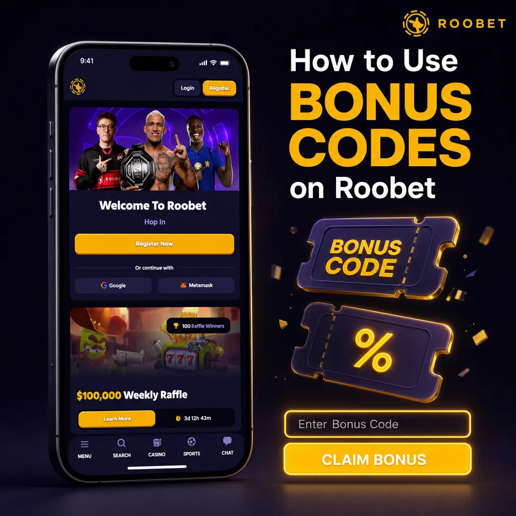 Step-by-step guide showing how to redeem a Roobet bonus code from the Wallet tab in under a minute.