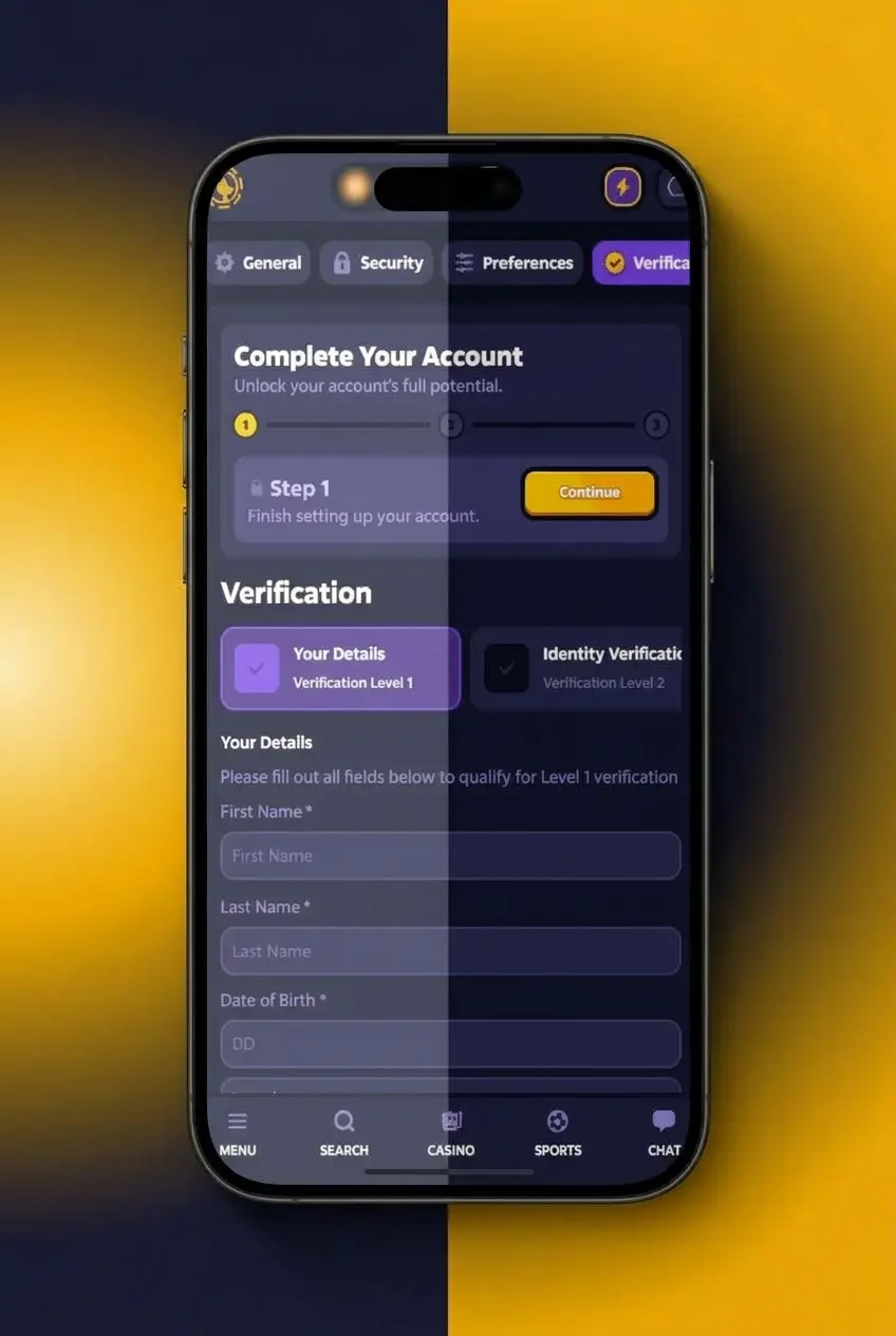 Step-by-step guide to verify your account on Roobet, showing identity and address document submission process