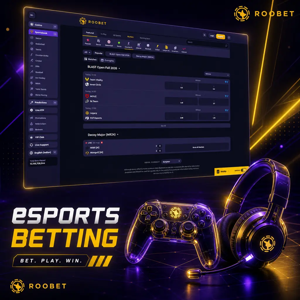 Esports betting odds for CS2, Dota 2, Valorant, League of Legends and Mobile Legends match winner and map markets