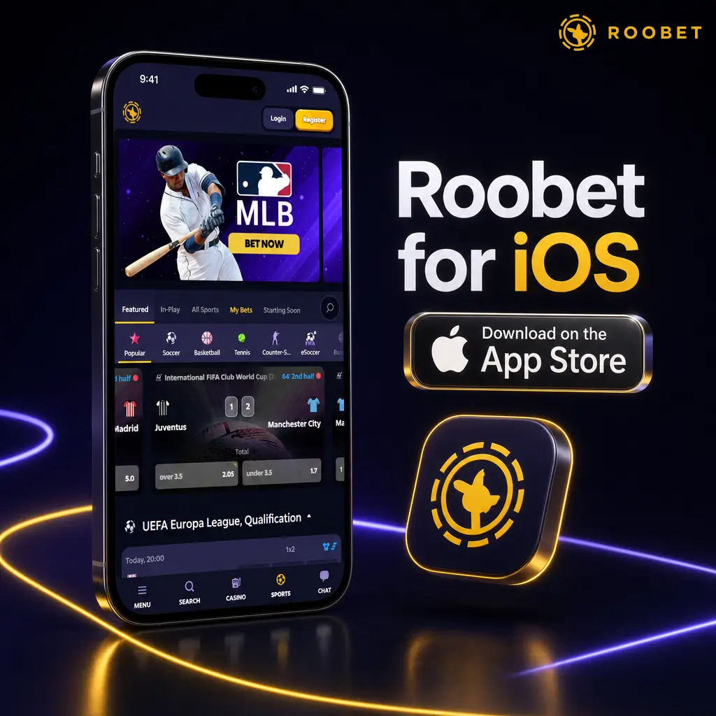 Roobet for iOS via Safari browser - add to home screen for quick access to bets and slots without App Store download