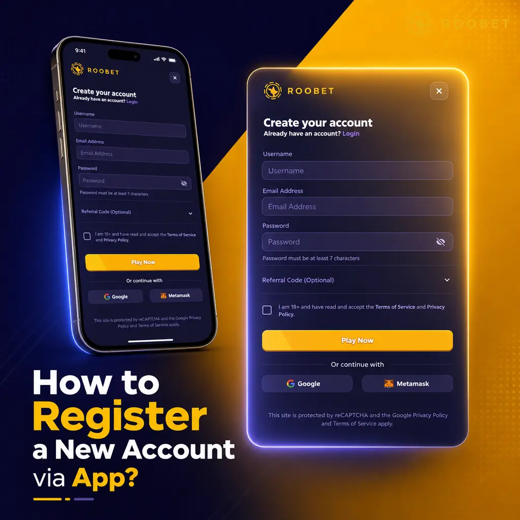 Step-by-step guide to registering a new Roobet account via the app in under three minutes using phone, email, or social login.