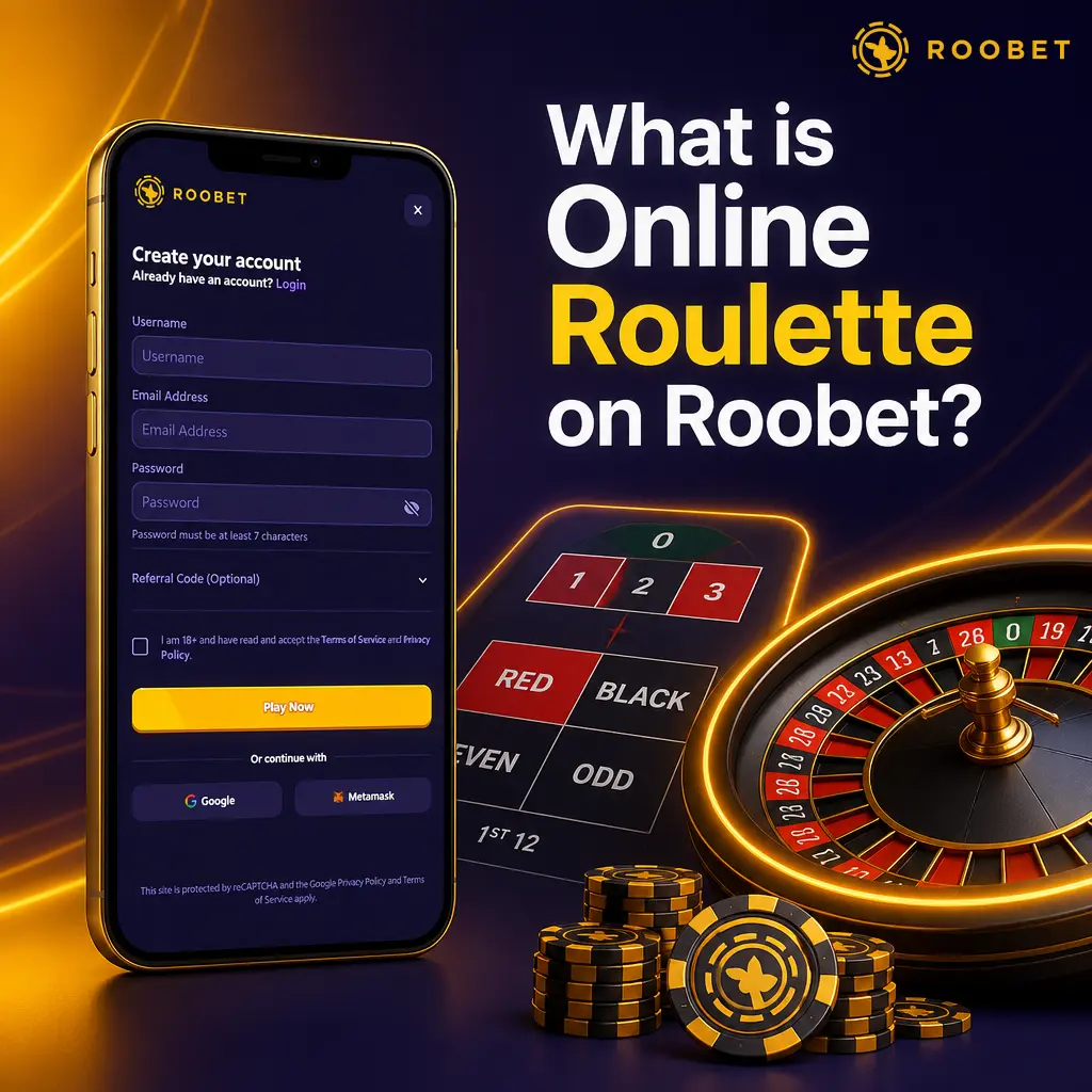 Online roulette wheel and betting grid on Roobet, playable live or provably fair on desktop and mobile.
